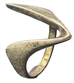 Vintage Mid-Century Modern Sterling Silver Wave Design Ring