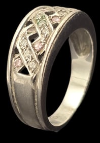 Vintage Sterling Silver & Rhinestone Cluster Ring