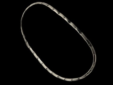 Vintage Sterling Silver Chain Link Necklace with Polished & Brushed Elements