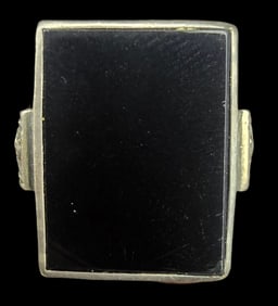 Massive Vintage Art Deco European 800 Silver & Black Onyx Ring