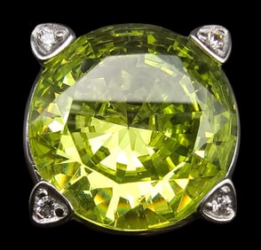 Vintage Round Sterling Silver & Rhinestone Slider Pendant