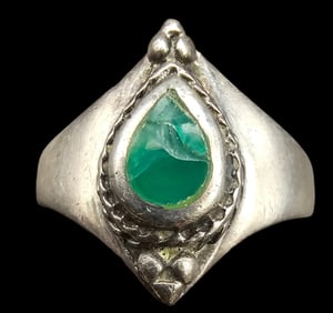 Antique Handmade Sterling Silver & Gemstone Ring
