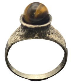 Vintage Mid-Century Modern European 835 Silver & Tigers Eye Ring