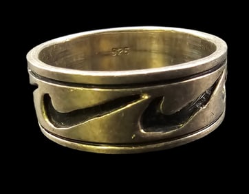Unusual Vintage Sterling Silver Band Ring