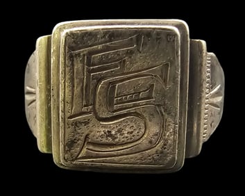 Antique ca. 1900 European 800 Silver Aristocratic Seal Ring with Initials "SE"