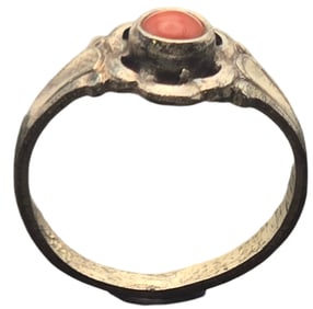Vintage Mid-Century European 835 silver & Red Coral Baby Ring
