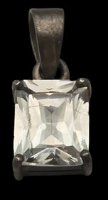 Vintage Sterling Silver & Rhinestone Designer Pendant