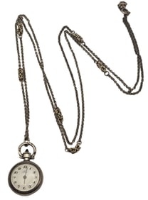 Vintage European 800 Silver Pendant Watch /w Necklace