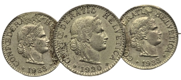 Very Unsual Vintage 1930s Swiss Coin Brooch