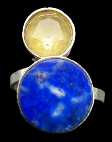 Vintage Mid-Century Sterling Silver & Gemstone Ring