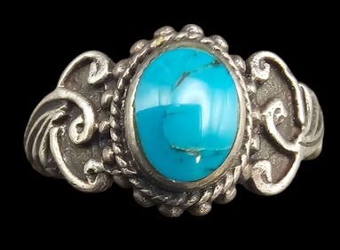 Vintage Sterling Silver & Blue Gemstone Ring