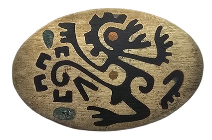 Vintage Mid-Century TAXCO Mexico Sterling Silver & Inlaid Gemstone Designer Brooch