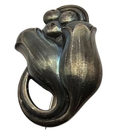 Rare Vintage GEORG JENSEN Denmark Sterling Silver Flower Pin