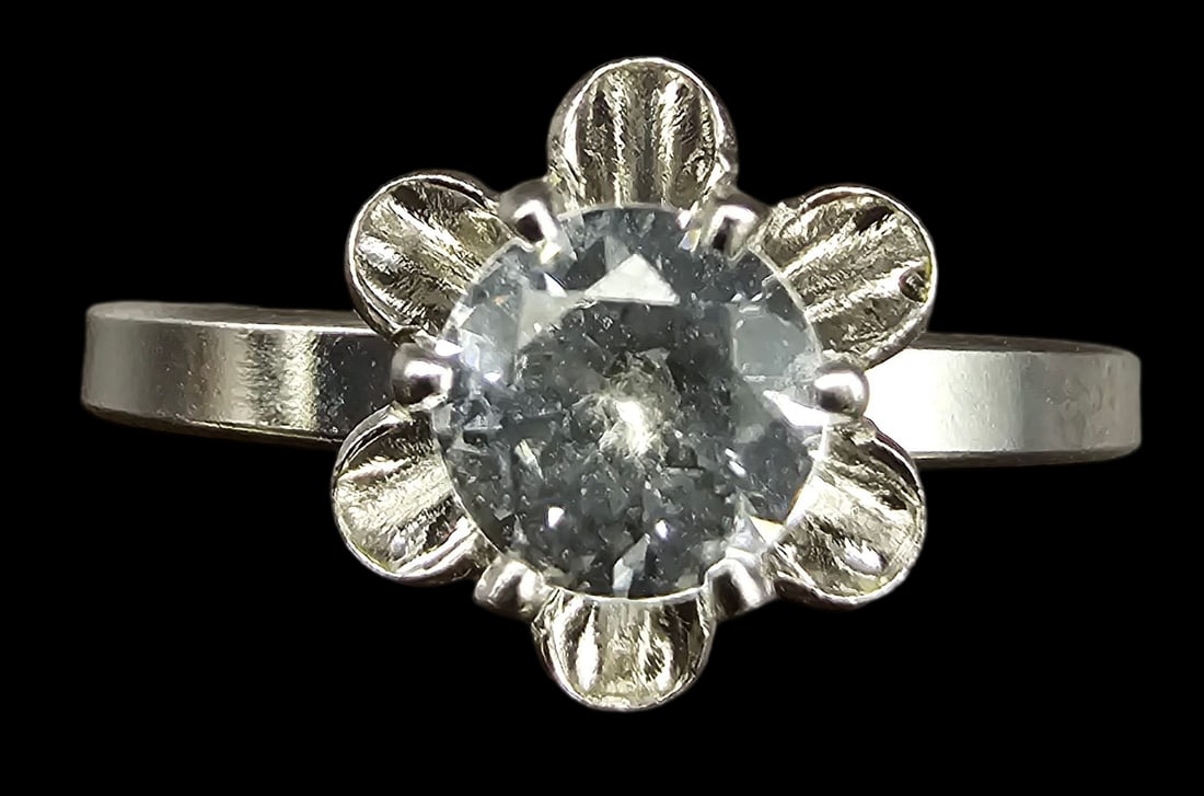 Vintage European 835 Silver & Gemstone Solitaire Ring: Very good vintage condition with some patina and wear according to age. Ring is a size 7 and weighs ca. ca. 1.9 grams. Marked for 900 (90%) Silver. SHIPPING: We ship in-house and charge a flat fee of