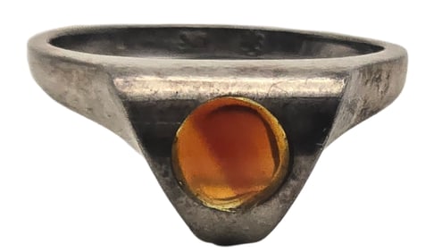 Vintage Mid-Century Modern Sterling Silver & Carnelian Designer Ring