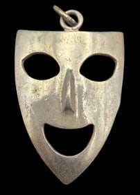 Vintage Sterling Silver Theater Mask Pendant
