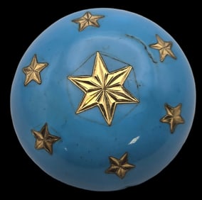 Rare Antique ca. 1860 European Gilt 800 Silver & Blue Enamel Star Brooch