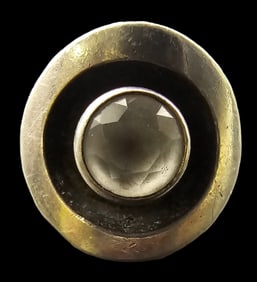 Vintage Mid-Century Modern Finnish Sterling Silver & Rock Crystal Designer Ring