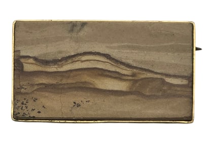 Vintage European Gilt 800 Silver & Agate Brooch