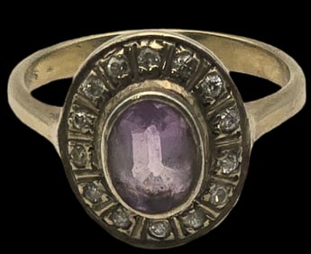 Vintage Gilt Sterling Silver & Amethyst Ring