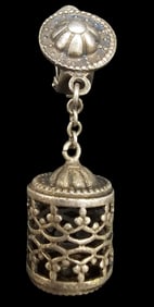 Unusual Vintage Sterling Silver Handmade "Cage" Clip-On Earring