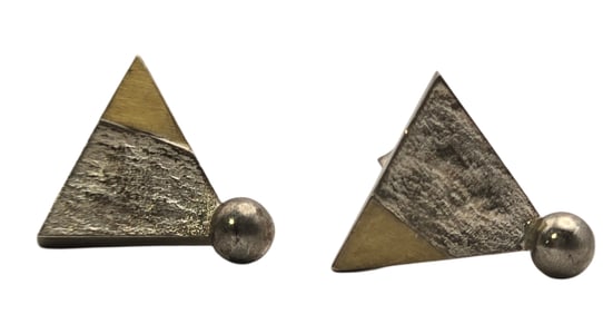 Vintage Sterling Silver & Opal Earrings /w Gold Accents