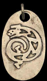Vintage Sterling Silver Stylized Tribal Lizard Pendant