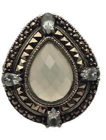 Large Vintage Sterling Silver & Gemstone Cocktail Ring