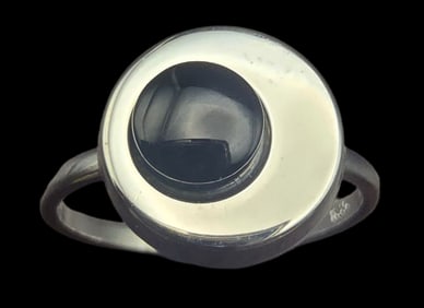 Vintage Mid-Century European 835 Silver & Black Onyx Ring