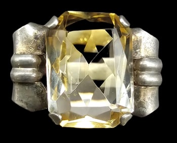 Vintage 830 Silver & Orange Gemstone Ring