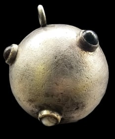 Unusual Vintage Sterling Silver & Gemstone Ball Pendant