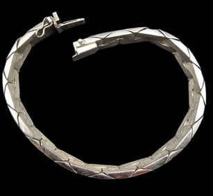 Unusual Vintage European 800 Silver Designer Chain Link Bracelet