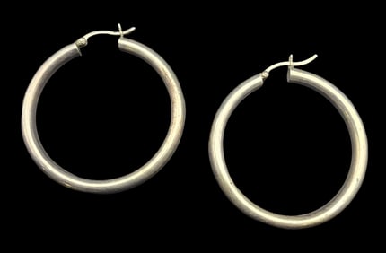 Pair of Vintage Sterling Silver Hoop Earrings