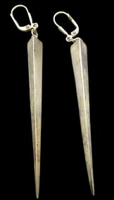 Pair of Long Vintage Sterling Silver Pyramidal Earrings