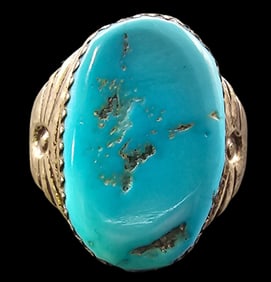 Vintage Southwestern Native American Sterling Silver & Turquoise Ring