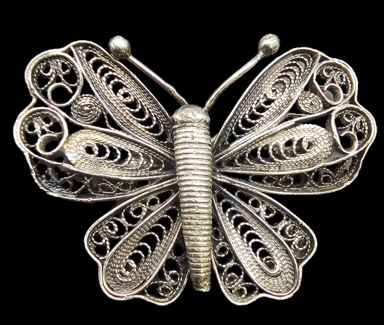 Vintage Handmade Sterling Silver Filigree Butterfly Pin Brooch (1 of 6)