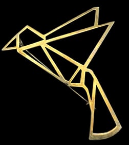 Vintage Mid-Century Modern Gold Plated Sterling Silver Abstract Bird Pendant