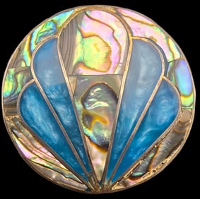 Stunning Vintage Mexican Sterling Silver & Mother of Pearl Pendant Brooch