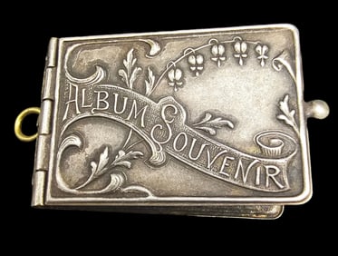 Antique French Silverplate Souvenir Book Locket Pendant
