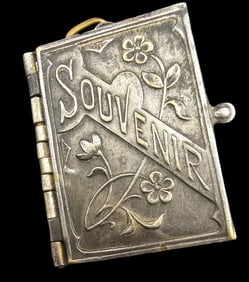 Antique French Silverplate Souvenir Book Locket Pendant