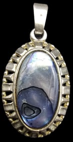 Vintage European 800 Silver & Mother of Pearl Pendant