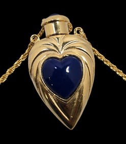 Rare Faberge perfume heart bottle necklace with perfume