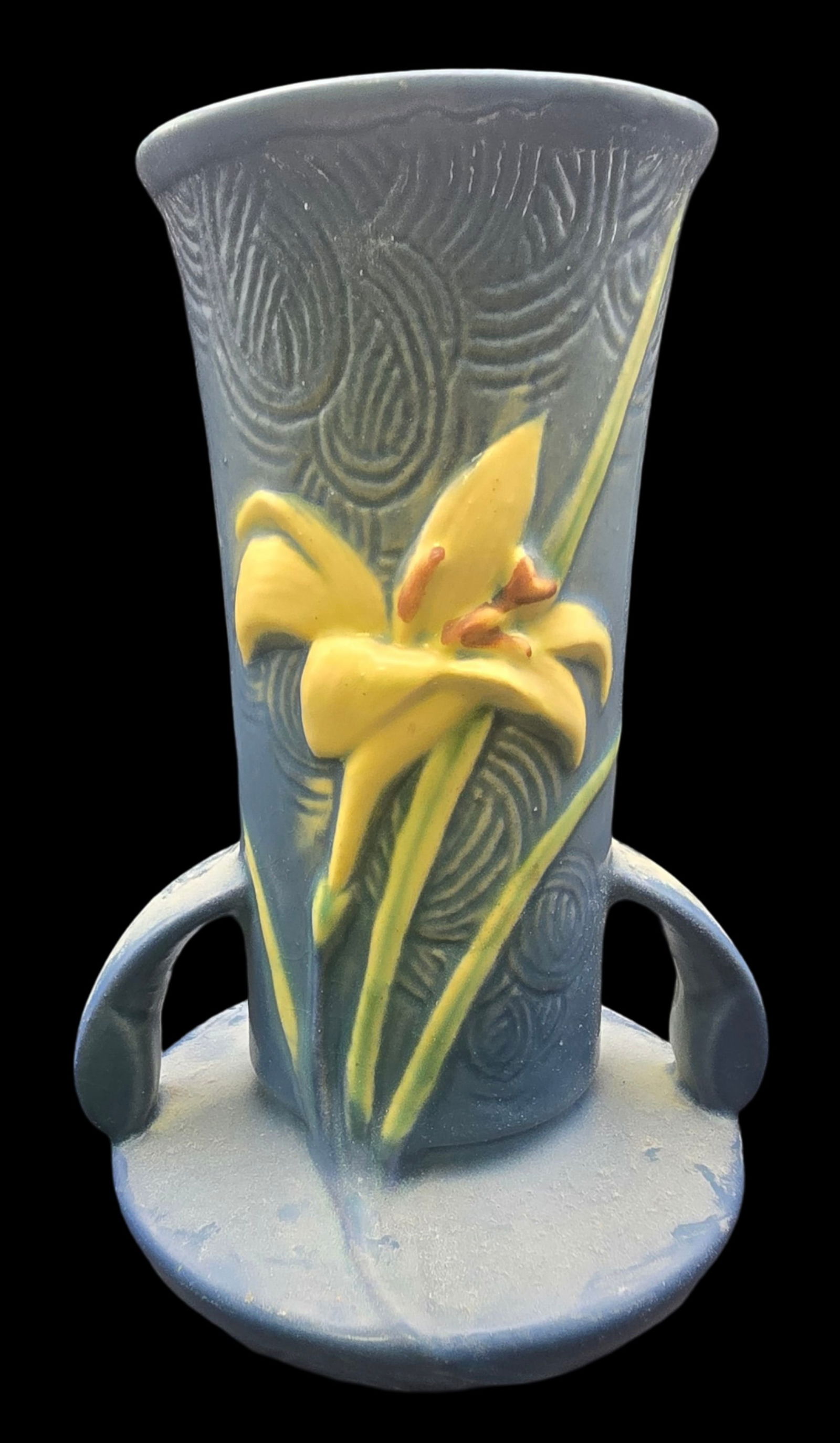 Vintage ROSEVILLE Art Pottery ZEPHYR LILY Blue Ceramic Vase (1 of 6)
