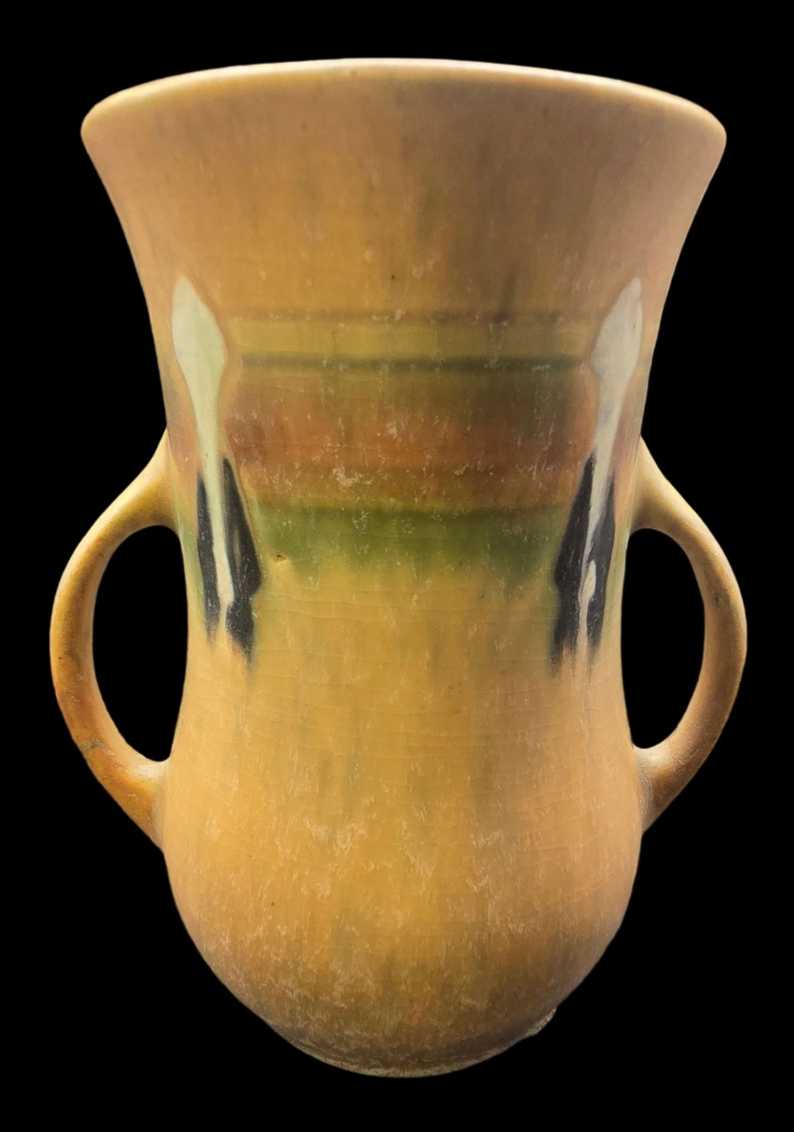 Vintage ROSEVILLE Art Pottery MONTECELLO Brown Ceramic Vase (1 of 6)