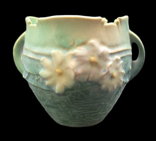 Vintage ROSEVILLE Art Pottery COSMOS Blue Ceramic Vase