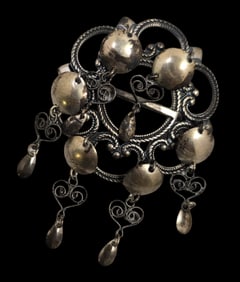 Rare Vintage Norwegian 830 Silver Wedding Designer Brooch