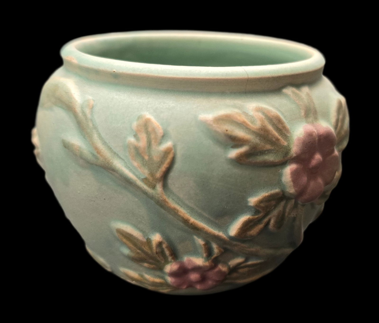 Vintage HULL Art Pottery CRAB APPLE Green Planter (1 of 6)