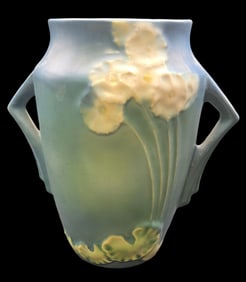 Vintage ROSEVILLE Art Pottery PRIMROSE Blue Ceramic Vase