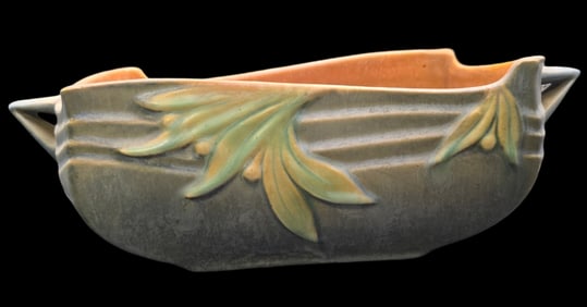 Vintage ROSEVILLE Art Pottery VELMOSS II Blue Ceramic Planter