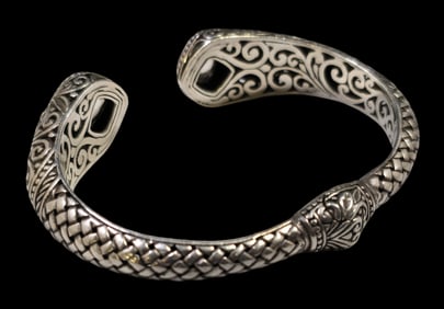 Luxurious Vintage SAMUEL B. BENHAM Sterling Silver & Gemstone Designer Cuff Bracelet